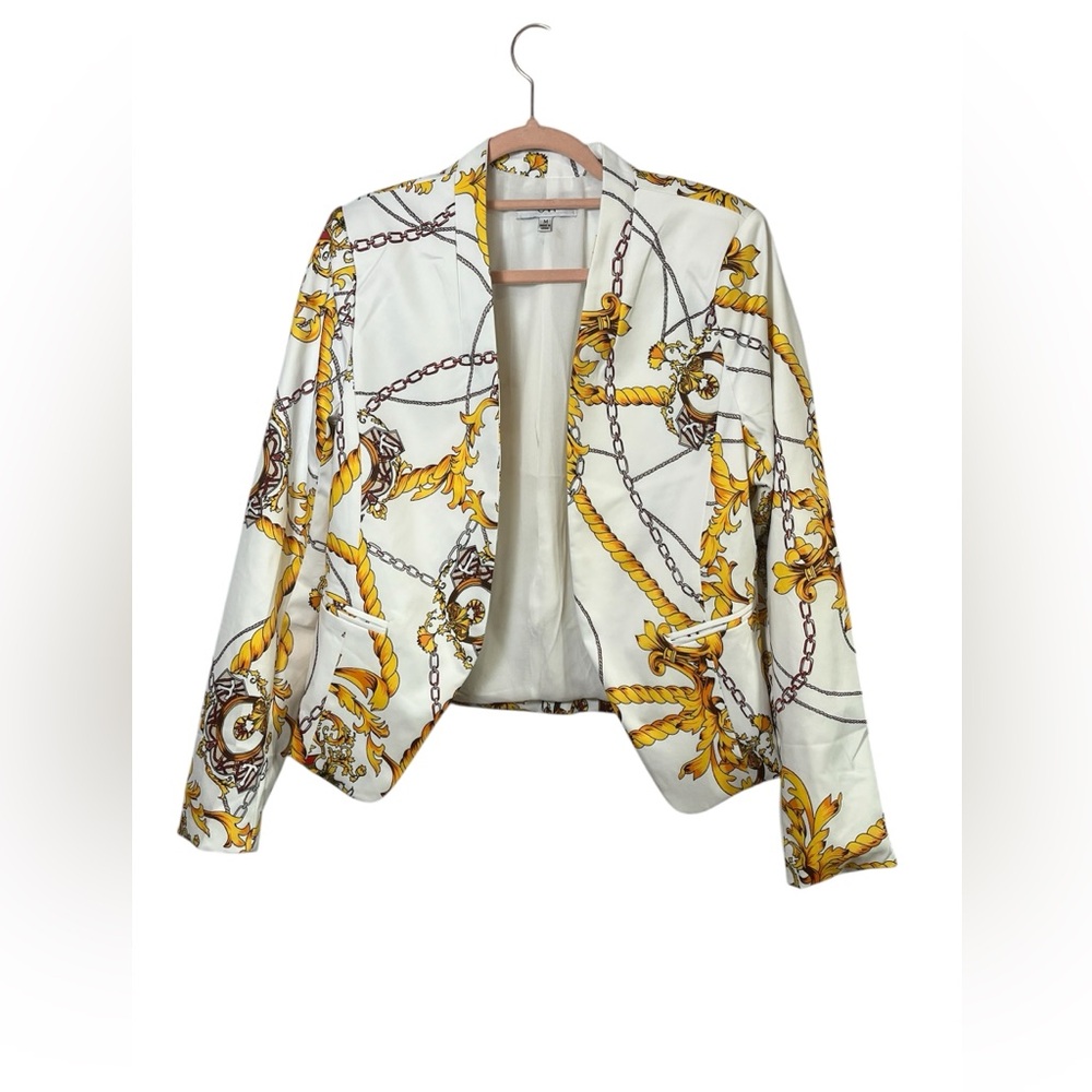 Elegant White and Gold Women's Blazer